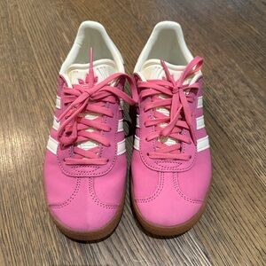 Adidas Gazelles Pink Sneakers with White Stripes